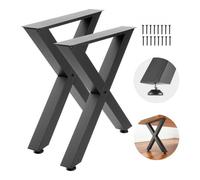 VEVOR Pieds de Table en Forme de X 750x760 mm Lot de 2, Pieds de Bureau en Acier au Carbone, Charge Max. 1000 kg pour Table à Manger, Bureau, Établi, Plan de Travail et Table de Bar, avec Patins, Noir