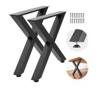 VEVOR Pieds de Table en Forme de X 750x790 mm Lot de 2, Pieds de Bureau en Acier au Carbone, Charge Max. 1000 kg pour Bureau, Table à Manger, Table de Bar, Établi et Plan de Travail, avec Patins, Noir