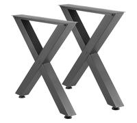 VEVOR Pieds de Table en Forme de X 750x790 mm Lot de 2, Pieds de Bureau en Acier au Carbone, Charge Max. 1000 kg pour Bureau, Table à Manger, Table de Bar, Établi et Plan de Travail, avec Patins, Noir