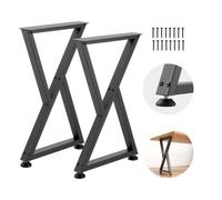 VEVOR Pieds de Table en Forme de Z 740x472 mm Lot de 2, Pieds de Bureau en Acier au Carbone, Charge Max. 1000 kg pour Bureau, Table à Manger, Établi, Plan de Travail et Table de Bar, avec Patins, Noir