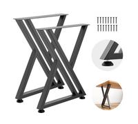 VEVOR Pieds de Table en Forme de Z 740x610 mm Lot de 2, Pieds de Bureau en Acier au Carbone, Charge Max. 1000 kg pour Table à Manger, Bureau, Établi, Plan de Travail et Table de Bar, avec Patins, Noir