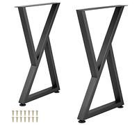 VEVOR Pieds de Table en métal, 71,1x45,7 cm, Pieds de Bureau, Lot de 2, Pieds de Meubles Forme Z, Pieds de Table Basse, Bricolage à Domicile pour Table à Manger avec Protections de Sol en Caoutchouc