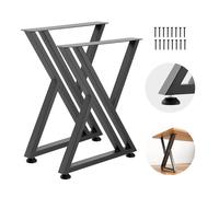VEVOR Pieds de Table en Forme de Z 740x610 mm Lot de 2, Pieds de Bureau en Acier au Carbone, Charge Max. 1000 kg pour Table à Manger, Bureau, Établi, Plan de Travail et Table de Bar, avec Patins, Noir