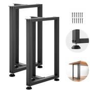 VEVOR Pieds de Table Rectangulaires en T 740x450 mm Lot de 2 Pieds de Bureau en Acier au Carbone, Charge Max. 1000 kg pour Bureau, Table à Manger, Établi, Plan de Travail et Table de Bar, Patins, Noir