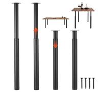 VEVOR Pieds de Table Réglables en Hauteur 710-1100 mm Lot de 4, Pieds de Bureau en Acier au Carbone, Charge Max. 544 kg pour Bureau, Table à Manger, Établi, Plan de Travail et Table de Bar, DIY, Noir