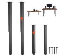 VEVOR Pieds de Table Réglables en Hauteur 610-1016 mm Lot de 4, Pieds de Bureau, Tubes Carrés en Acier au Carbone, Charge Max. 544 kg pour Bureau, Table à Manger, Établi et Table de Bar, DIY, Noir