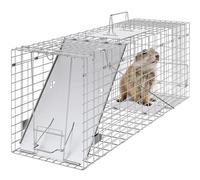 VEVOR Piège pour Animaux Vivants 79x25x31 cm Cage Trappe Chat Pliable Fil de Fer Galvanisé sans Cruauté avec Poignée Piège pour Lapins, Chats Errants, Écureuils, Ratons Laveurs, Marmottes, Opossum