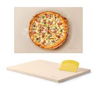 VEVOR Pierre à pizza rectangulaire de 50,8 x 35,6 cm, pierre à pizza extra large avec grattoir en polypropylène, cordiérite résistante à la chaleur, pour four, cuisson du pain et des pizzas, barbecue