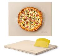 VEVOR Pierre à pizza rectangulaire en cordiérite de 38 x 30 cm, pierre de cuisson extra large avec grattoir en PP, résistante à la chaleur de 1,5 cm d'épaisseur, pour four, cuisson du pain, barbecue
