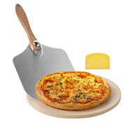 VEVOR Pierre à pizza ronde en cordiérite 38,1 cm, pierre de cuisson extra large avec pelle en aluminium et grattoir PP, résistante à la chaleur, épaisseur 1,7 cm, pour four, cuisson du pain, barbecue
