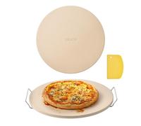 VEVOR Pierre à pizza ronde en cordiérite 40,6 cm, pierre de cuisson extra large avec support durable et grattoir PP, résistante à la chaleur, épaisseur 1,7 cm, pour four, cuisson du pain, barbecue