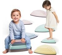VEVOR Pierres d'équilibre pour enfants, set de 6, jusqu'à 100 kg, jeu de coordination de parcours d'obstacles pour jouer à l'intérieur ou à l'extérieur Balancing Stepping Stones pour enfants à partir