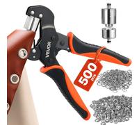 VEVOR Pince à Œillets 12 mm Kit d'Outils Œillets Rondelles Argentés 500 Pcs, avec Emporte-pièce, Bloc, Outil de Perforation Manuelle pour Cuir, Bâches, Chaussures, Tissus et DIY Loisirs Créatifs