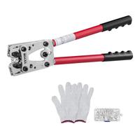 VEVOR Pince à Sertir 6/10/16/25/35/50 mm² Outil de Sertissage Cosses de Câbles Batterie en Aluminium Cuivre AWG10-1/0 avec 6 Tailles Sertissage 60 Connecteurs Anneau Aluminium Gants pour Électricien