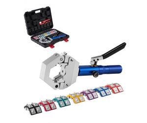 VEVOR Pince à Sertir Hydraulique Tuyau Climatisation Kit Sertissage Hydraulique de Flexibles, Outil Sertissage Manuel Intégré pour Réparation Automobile Clim, avec 7 Matrices, Mallette de Transport