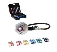 VEVOR Pince à Sertir Hydraulique Tuyau Climatisation Kit Sertissage Hydraulique de Flexibles pour Réparation Automobile Clim, avec 7 Matrices, Mallette de Transport, Pompe Manuelle, Outil Sertissage