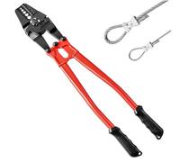 VEVOR Pince à Sertir Professionnelle 24", Pince Coupe Câble Acier Allié, Pince à Sertir 5 Rainures pour Manchon 1/16'', 3/32'', 1/8'', 5/32"et 3/16" pour Sertissage, Manchon de Boucle/Duplex