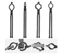 VEVOR Pince de Forge 4PCs Tenailles de Forge 46 cm en V en Gueule de Loup en ZV et Pince de Préhension en Acier au Carbone Long Manche Bonne Prise Opération Plus Sûre Matériels de Base pour Forgeron