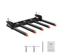 VEVOR Pince fourches à débris, 48", capacité 1200 kg, pince robuste sur fourches à palettes, accessoires de godet de chargement tracteur compact pour nettoyer débris de membres tombés, déchets de cour