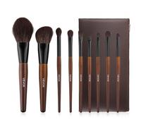 VEVOR Pinceaux Maquillage 9 PCS Pinceau Maquillage Professionnel pour Fond de Teint, Fard à Paupières, avec Poils Synthétiques, Laine Naturelle Douce, Manche Ergonomique Bois, Sac de Rangement Voyage
