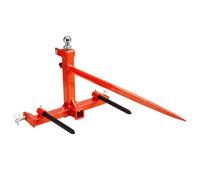 VEVOR Pique-botte de Foin Capacité de Charge 725 kg Fourche à Balles 3 Dents Fourches à Pointes Fixation Rapide avec 2 Stabilisatrices 444 mm pour Tracteurs, Chargeuses Compactes, Agriculteurs, Champs