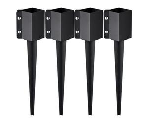 VEVOR Piquet d'ancrage pour poteau de clôture,4 pcs, support de poteau en métal enduit de poudre noire, extérieur 610 x 113 x 113 mm (intérieur 89 x 89 mm) pour boîte aux lettres et barre de jardin