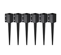 VEVOR Piquet d'ancrage pour poteau de clôture, 6 pcs, piquet de poteau en métal enduit de poudre noire, extérieur 610 x 113 x 113 mm (intérieur 89 x 89 mm) pour boîte aux lettres et barre de jardin