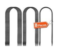 VEVOR Piquets d'Armature 30,5 cm Piquets d'ancrage au Sol Forme U Robustes en Acier Galvanisé, Lot de 8, Ancres de Sol, Diamètre 8 mm, avec Pointe Biseautée, pour Jardin, Clôtures, Tentes de Camping