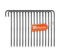 VEVOR Piquets d'Armature 40,6 cm Piquets d'Ancrage au Sol Crochet J Robuste en Acier Galvanisé, Lot de 16, Ancres de Sol Diamètre 10 mm, avec Pointe Biseautée, pour Jardin, Clôtures, Tentes Camping