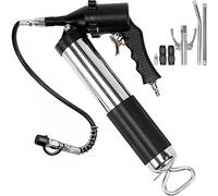 VEVOR Pistolet à Graisse Pneumatique, 6000 PSI Pistolet Graisseur à Une Main Capacité 400 CC avec Tuyau Flexible 470 mm, Coupleur Plat Noir, Coupleur Pointu, Coupleur de Serrage, Tube en Métal Courbé