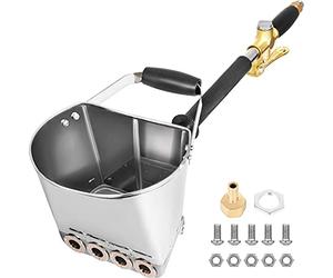 VEVOR Pistolet à Mortier Ciment Machine à Crépir avec 4 Trous Pulvérisation | Pulvérisateur de Sablon pour Plâtre, Béton, Chaux et Mortier, Compact et Portable avec Poignée Amovible, en Acier Inoxydable