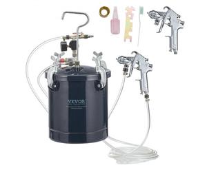 VEVOR Pistolet à Peinture avec Réservoir 10 L Pot de Pression de Peinture Entrée d’Air 6,4 mm Sortie 9,5 mm 2 Pulvérisateurs de Peinture Buse 1,5 mm 4 mm Pression Max 60 PSI pour Décoration Intérieure