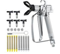 VEVOR Pistolet pulvérisateur de Peinture sans air, Haute Pression 248 Bar, avec 5 Embouts, kit à Joint pivotant, avec filtres, Aiguille de Nettoyage et Brosse, pour Machine de pulvérisation sans air