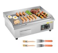 VEVOR Plancha Électrique 3200 W, Plaque à Snacker Commerciale 535x300 mm, Plaque de Cuisson de Comptoir en Inox, Température Réglable 50-300 °C, avec Accessoires, pour Barbecue, Restaurant, Snack-Bar