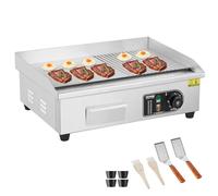 VEVOR Plancha Électrique 3200 W, Plaque à Snacker Commerciale, Plaque de Cuisson avec Surface Antiadhésive Plate et Rainurée, Température Réglable 50-300 °C, pour Barbecue, Restaurant, Snack-Bar