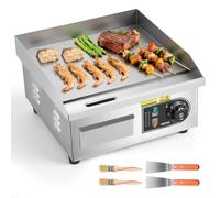 VEVOR Plancha Électrique 35,5x30 cm, Plaque à Snacker Électrique 2000 W, pour Barbecue Restaurant Snack-bar, Plaque de Cuisson Lisse Température Réglable 50-300 °C, avec 2 Spatules et 2 Brosses