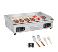 VEVOR Plancha Électrique 4400 W, Plaque à Snacker Commerciale, Plaque de Cuisson en Fer et Acier Inoxydable, Température Réglable 50-300 °C, 2 Pelles et 2 Brosses, pour Barbecue Restaurant Snack-Bar