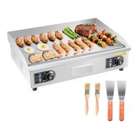 VEVOR Plancha Électrique 65,5x40 cm, Plaque à Snacker Électrique 4000 W, pour Barbecue Restaurant Bar, Plaque de Cuisson Lisse Température Réglable 50-300 °C, avec 2 Spatules et 2 Brosses (SANS PRISE)