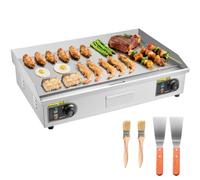 VEVOR Plancha Électrique 4400 W, Plaque à Snacker Commerciale, Plaque de Cuisson en Fer et Acier Inoxydable, Température Réglable 50-300 °C, 2 Pelles et 2 Brosses, pour Barbecue Restaurant Snack-Bar