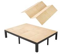 VEVOR Planche de Lit Pliable, 195x148 cm, Sommier à Lattes, Bunkie sous Matelas en Contreplaqué avec Sangles en Nylon, Bords Arrondis, Anti-affaissement pour Cadre Lit en Métal, Format Queen Size