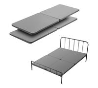 VEVOR Planche de Lit Queen Size 201 x 148 x 3,8 cm Lot de 4 Pièces, Sommier Panneau avec Tissu Oxford 200D, Support de Matelas en Bois pour Lit Superposé, pour Maison Hôtel Appartement, Gris