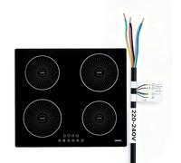 VEVOR Plaque à Induction 4 Feux 59 cm Table de Cuisson Encastrable 7000 W, pour Cuisine Camping-car, Électrique, 9 Niveaux de Chauffe, Écran Tactile LED, Surface Vitrocéramique, Sécurité Enfants