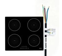 VEVOR Plaque à Induction 4 Feux 59 cm Table de Cuisson Encastrable 7000 W, pour Cuisine Camping-car, Électrique, 9 Niveaux de Chauffe, Écran Tactile LED, Surface Vitrocéramique, Sécurité Enfants