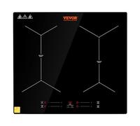 VEVOR Plaque à Induction 4 Feux 6800 W Table de Cuisson Encastrable 61 cm Plaque de Cuisson Électrique en Vitrocéramique Portable Minuteur Touche Tactile Anti-Débordement 9 Niveaux de Réglage