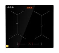 VEVOR Plaque à Induction 4 Feux 6800 W Table de Cuisson Encastrable 61 cm Plaque de Cuisson Électrique en Vitrocéramique Portable Minuteur Touche Tactile Anti-Débordement 9 Niveaux de Réglage Cuisine