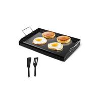 VEVOR Plaque de cuisson en acier au carbone, plaque de four rectangulaire universelle à dessus plat, 605 x 360 mm, batterie de cuisine familiale portable à gaz avec poignée, pour camping, fête, noir