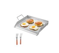 VEVOR Plaque de cuisson en acier inox, plaque de four rectangulaire universelle à dessus plat, 448 x 370 mm, batterie de cuisine familiale portable à gaz avec poignée, pour camping, fête de talonnage