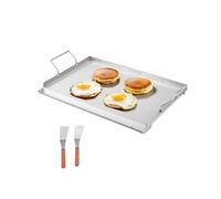 VEVOR Plaque de cuisson en acier inox, plaque de four rectangulaire universelle à dessus plat, 585 x 365 mm, batterie de cuisine familiale portable à gaz avec poignée, pour camping, fête de talonnage