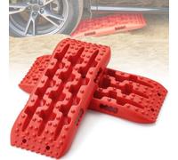 VEVOR Plaque de Désenlisement 10 T avec PP, Tapis de Traction pour Tout-Terrain/Voiture/Pick-up/SUV/Camping-Car, Planche de Récupération de Sable Boue Neige, Sac de Rangement, Court, Rouge, 2PCs