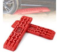 VEVOR Plaque de Désenlisement 10 T avec PP, Tapis de Traction pour Tout-Terrain/Voiture/Pick-up/SUV/Camping-Car, Planche de Récupération de Sable Boue Neige, Sac de Rangement, Long, Rouge, 2PCs